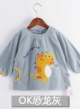 加厚纯棉灯芯绒男宝宝罩衣儿童反穿衣秋冬长袖婴儿吃饭衣防水倒褂