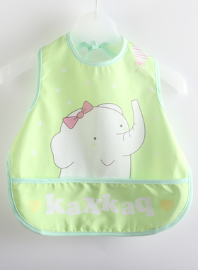 拍3送1春秋婴幼儿防水罩衣宝宝口水巾无袖反穿衣儿童吃饭衣围嘴兜