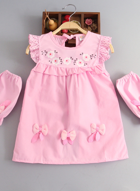 春夏秋冬季纯棉无袖宝宝罩衣儿童反穿衣韩版公主围裙小孩围兜防水