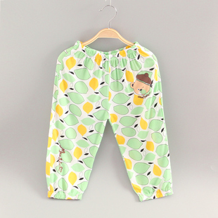 儿童人棉防蚊裤绵绸宝宝夏装透气薄款婴儿空调裤男女童裤子灯笼裤