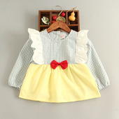 白雪公主宝宝罩衣儿童纯棉反穿衣婴幼儿长袖 围兜倒褂防水画画衣