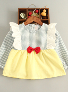 白雪公主宝宝罩衣儿童纯棉反穿衣婴幼儿长袖围兜倒褂防水画画衣