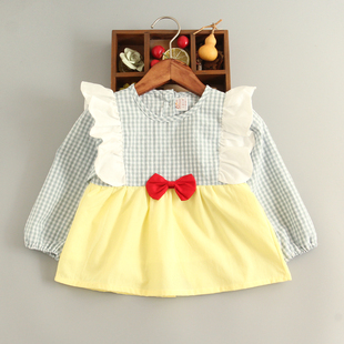 白雪公主宝宝罩衣儿童纯棉反穿衣婴幼儿长袖围兜倒褂防水画画衣