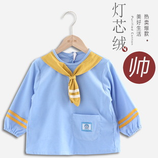 秋冬婴儿围兜酷酷的小帅哥亮色男女宝宝罩衣长袖男孩儿童反穿衣防