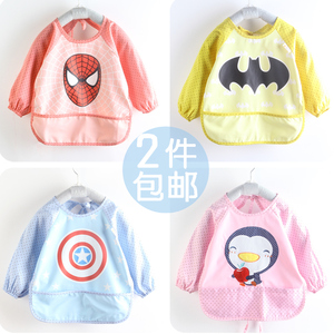 宝宝罩衣卡通儿童护衣婴儿吃饭衣防水防脏无后背画画围兜长袖纯棉