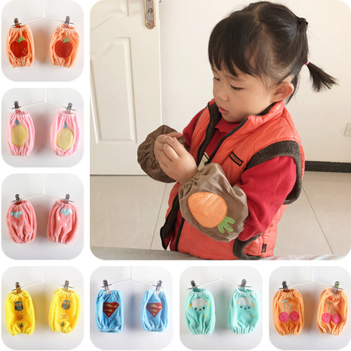 秋冬绒质婴幼儿袖套可爱卡通立体