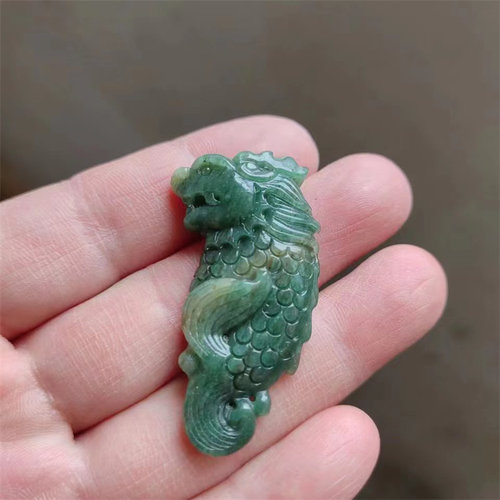 独山玉天蓝挂件龙鱼吊坠天然南阳玉龙鱼四大名玉之一独山玉包邮