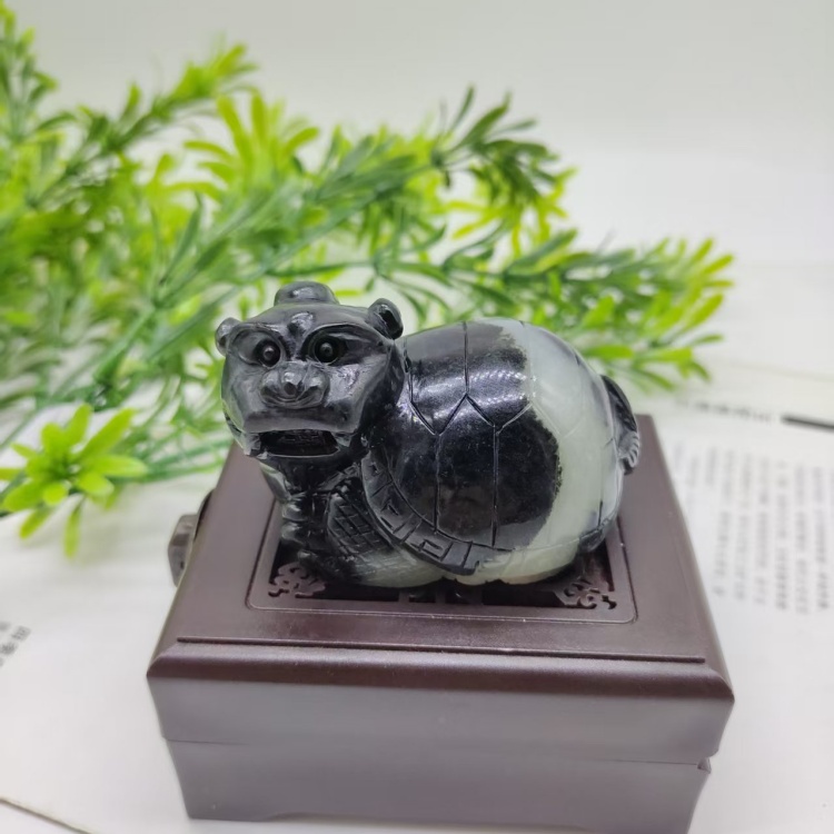 天然独山玉把玩件龙龟天然南阳独山玉小茶宠摆件龙龟包邮