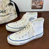 复古帆布鞋 百搭学院系带港风休闲经典 青春潮流男女同款 白蓝色时尚