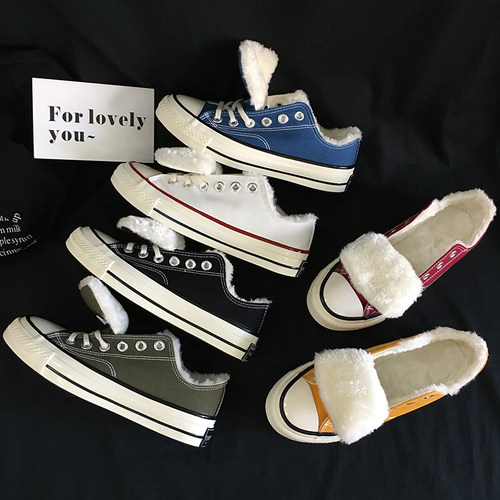 经典低帮加绒保暖男女同款帆布鞋