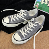 梨花灰低帮男女同款 港风休闲平底透气帆布鞋 时尚 青春潮流百搭韩版