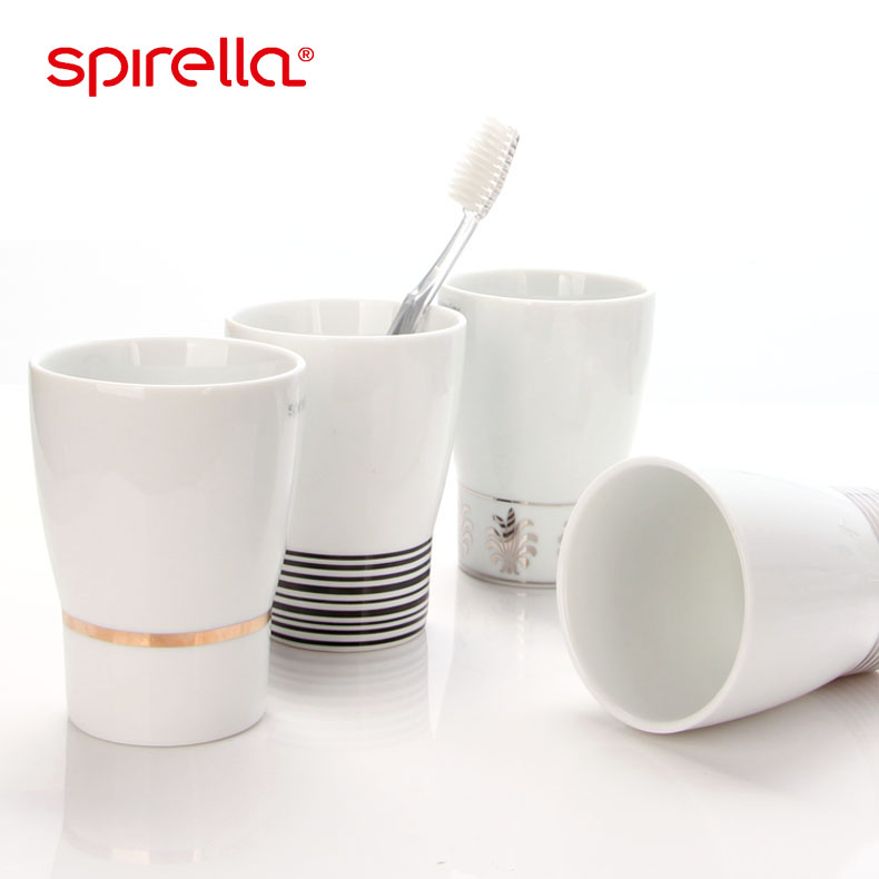 丝普瑞spirella条纹浴室刷牙杯