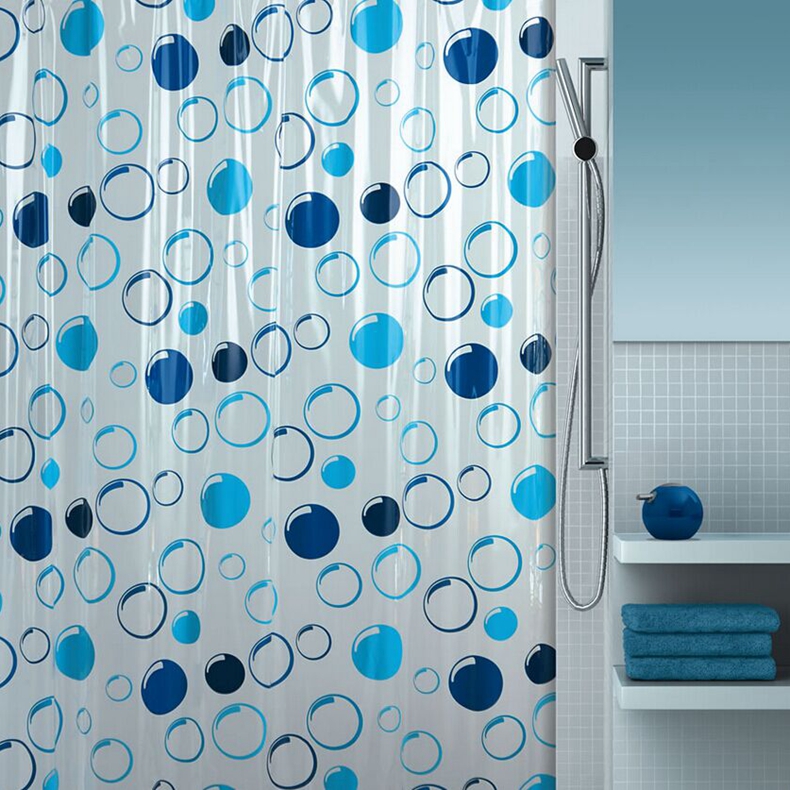 SPIRELLA/丝普瑞蓝气泡PVC防霉防水浴帘浴室隔断帘卫生间浴室帘子