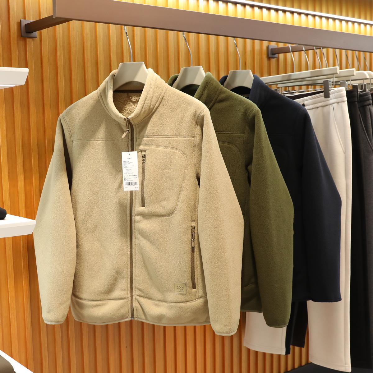 2025春季新款男士抓绒衣立领夹克外套长绒摇粒绒拉链开衫卫衣外套