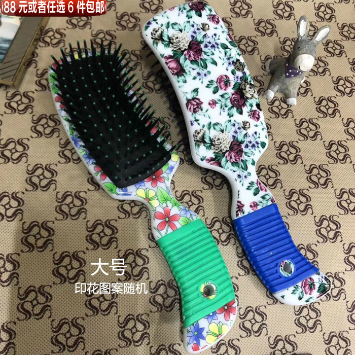 韩国进口蝴蝶蔷薇七星气囊宽齿梳子气垫按摩梳流线S型