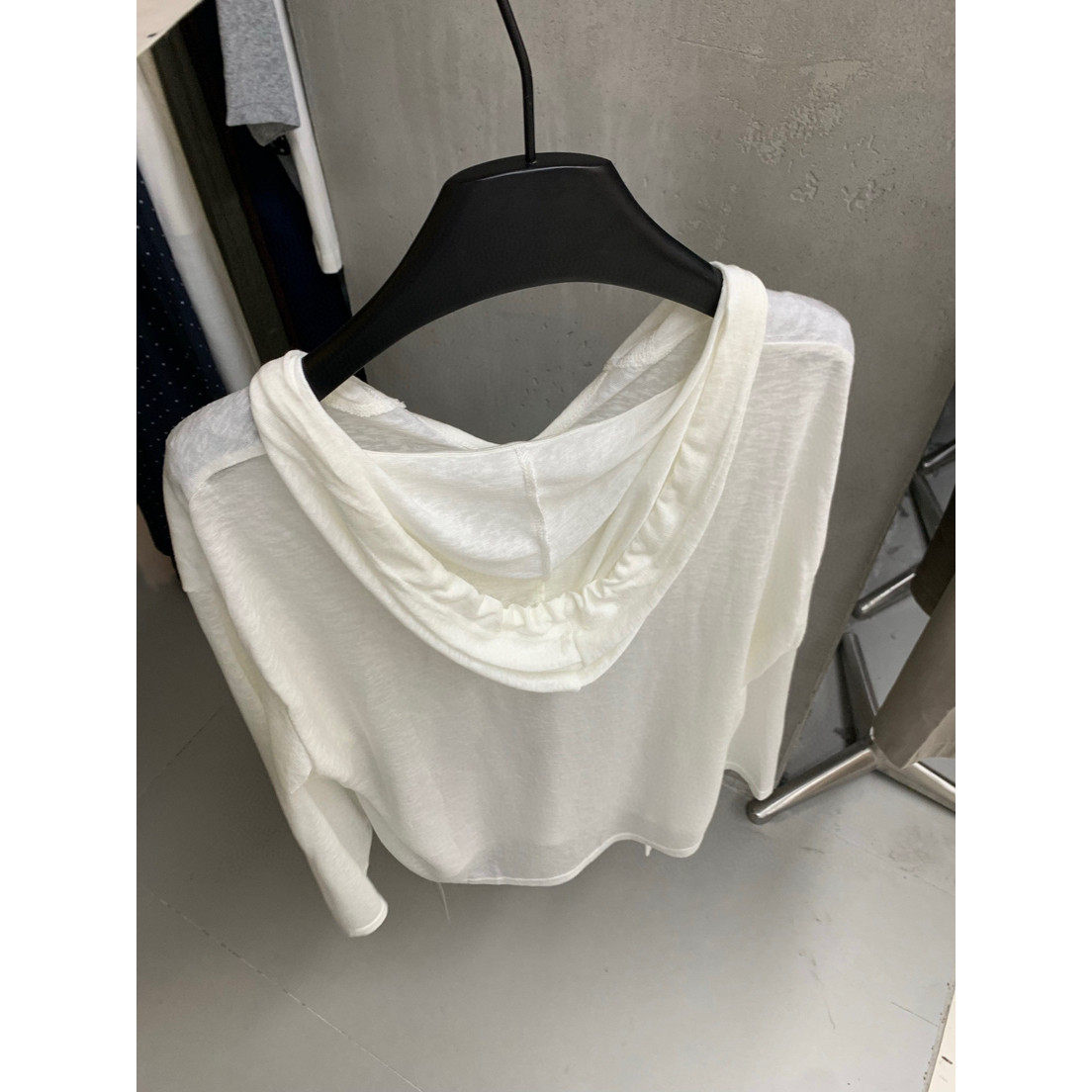 H-XL简约休闲修身显瘦慵懒风连帽宽松防晒长袖T恤上衣女装