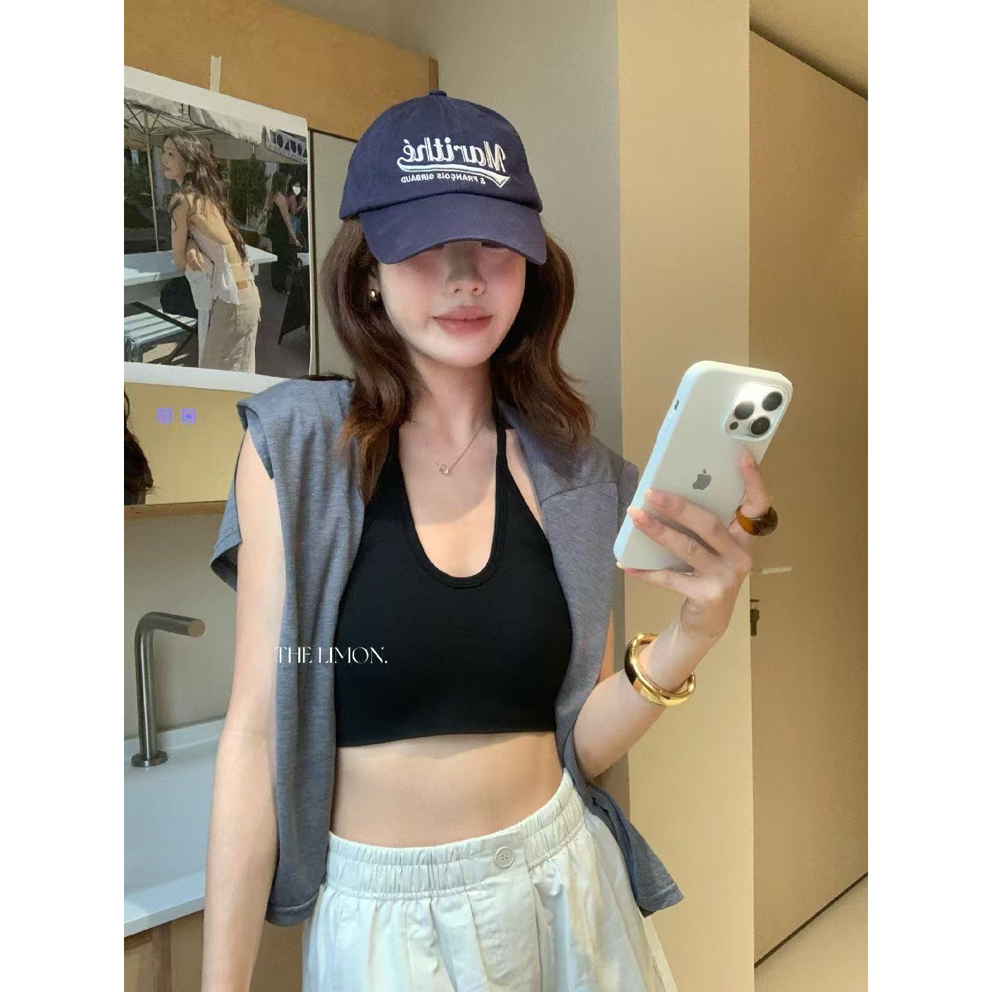 柠檬绿茶-辣妹封神款挂脖系带裹胸带胸垫不跑杯可外穿背心TM-1818