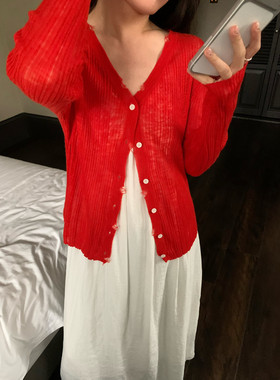 KITTIN春夏韩系时尚简约修身大气百搭竹节休闲长袖针织开衫女装