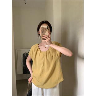套头宽松女装 Hers夏季 女飞飞袖 淡人感小衫 简约日常通勤花苞小飞袖