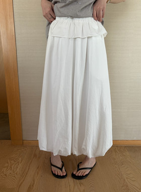 KITTIN韩系高腰气质口袋通勤休闲宽松显瘦百搭棉感花苞半身裙女春