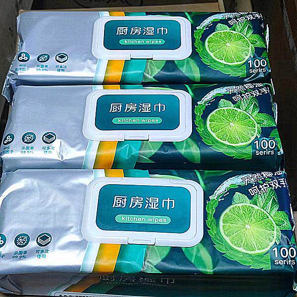 如享初棉厨房湿巾加大加厚家用油烟机强力去油污一次性抹布100片