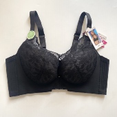 黑衣午后文胸正品 C罩杯薄款 无钢圈四排扣聚拢舒适透气内衣女6036