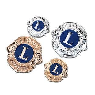 狮子会车标狮子会会标徽章纪念品汽车改装中网标车头标电镀真金版