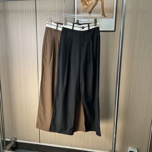 2390南油女装新款西装裤高腰休闲秋季垂感字母休闲裤拼接裤子