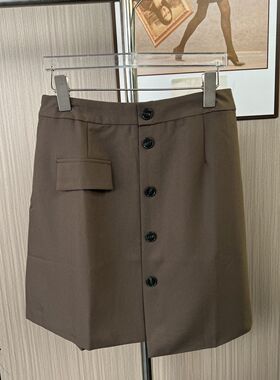 6004撤柜cg大码女装时尚单排扣设计款半身裙