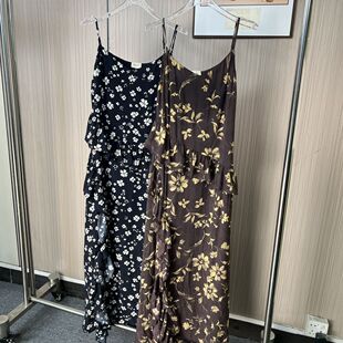 5518撤柜DS复古法式碎花连衣裙女夏新御姐修身吊带裙风情万种裙子