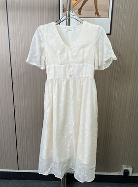 0539撤柜AL法式女装新款短袖连衣裙夏季气质裙子显瘦长裙