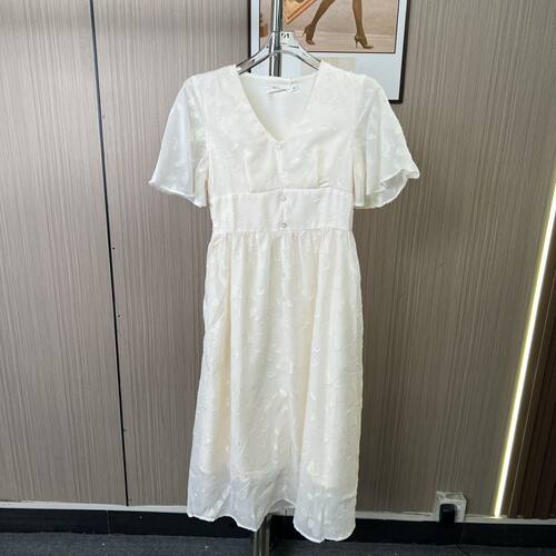 0539撤柜AL法式女装新款短袖连衣裙夏季气质裙子显瘦长裙