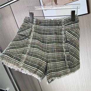 休闲裤 11002撤柜ATU夏季 格子短裤 高腰香风时尚 新款