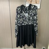 9673撤柜撤柜大码 气质裙子 洋气连衣裙碎花拼接长袖 春季 新款