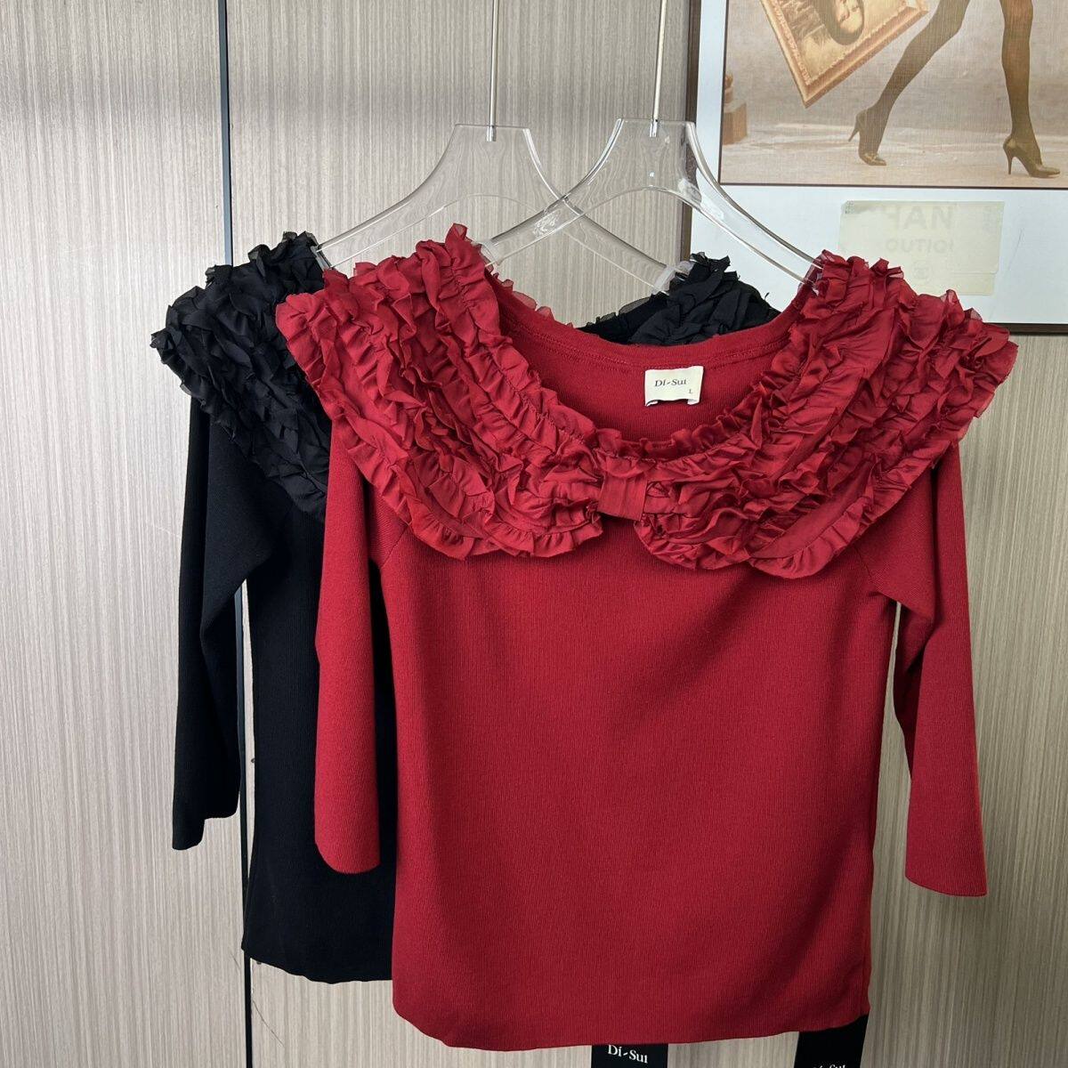 6001撤柜DS立体花朵长袖外穿2025新款秋季设计大码百搭时尚上衣