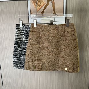 5569撤柜xxq粗花呢香风气质半身裙冬季 复古短裙发货 秋冬新款