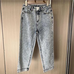 ATU磨破菱格做旧款 直筒裤 水洗牛仔裤 薄款 夏季 9003品牌撤柜女装