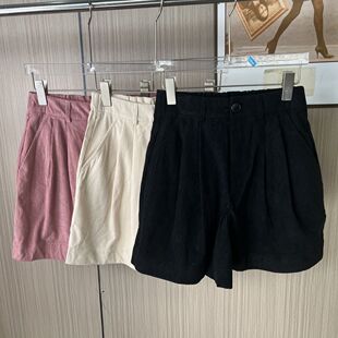 7719品牌撤柜ST时尚女装新款短裤灯芯绒新款秋冬复古宽松直筒休闲
