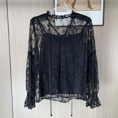 9031撤柜ATU时尚新款镂空蕾丝罩衫长袖宽松洋气上衣
