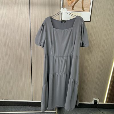 1165撤柜cg大码女装长裙收腰灰色小个子连衣裙气质夏季新款裙子