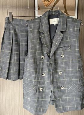 9002撤柜ATU春夏时尚无袖外套休闲西装两件套装