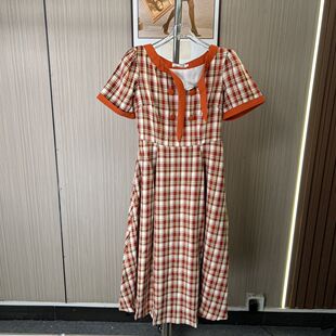 设计款 时尚 气质格子连衣裙 夏季 1040撤柜NH女装