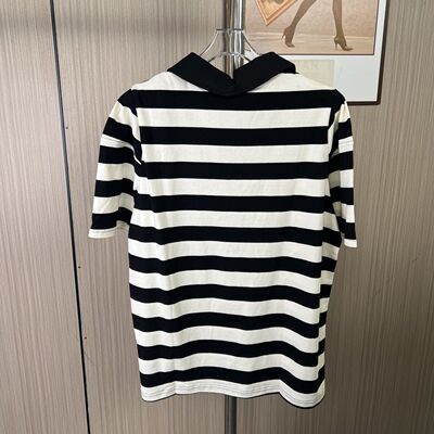 1138撤柜cg时尚百搭条纹Polo领上衣