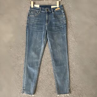 6528品牌撤柜WS高腰新款显瘦牛仔裤女士弹力小脚裤九分裤