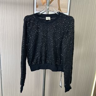 5002撤柜DS春秋时尚 T恤圆领打底亮片上衣 重工长袖