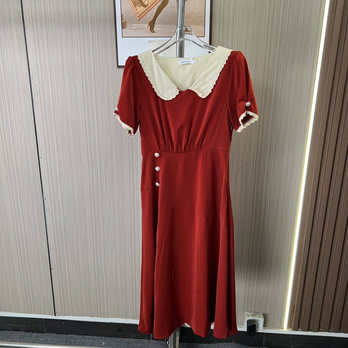 1121撤柜AL连衣裙显瘦夏季新款法式复古气质娃娃长裙收腰裙子