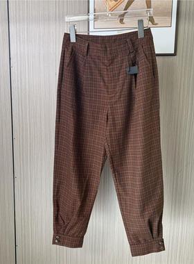 31020撤柜ATU格子裤子复古休闲宽松长裤萝卜裤女九分2025新款