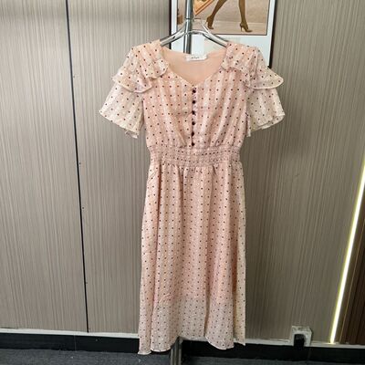0073撤柜AL法式温柔设计气质波点连衣裙夏季新款网纱裙子
