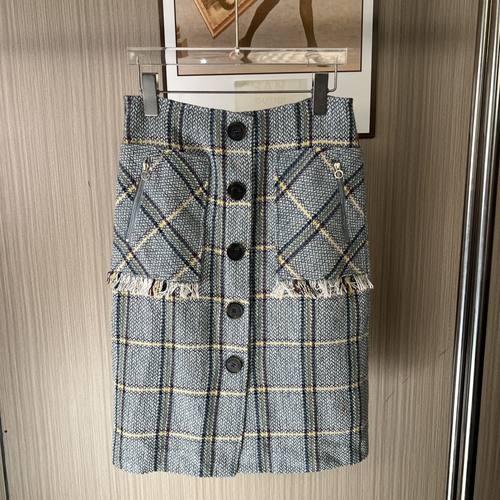 69534撤柜XG高腰秋冬中长款短裙格子半身裙气质春秋新款显瘦