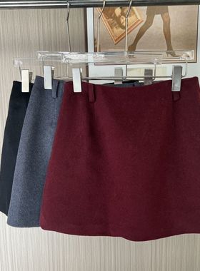 5562撤柜xxq半身裙简约秋冬毛呢百搭新款高腰裙子显瘦短裙